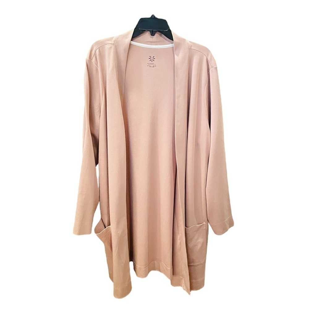 Isaac Mizrahi Live plus size long open front cardigan or coatigan SZ 3X tan